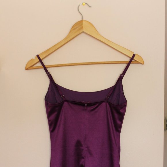 Purple satin strappy mini party/clubbing dress - Picture 3 of 3